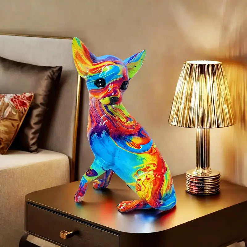 Živá stolní lampa Chihuahua z pryskyřice